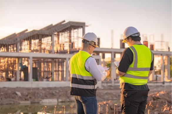 two workers on a construction site